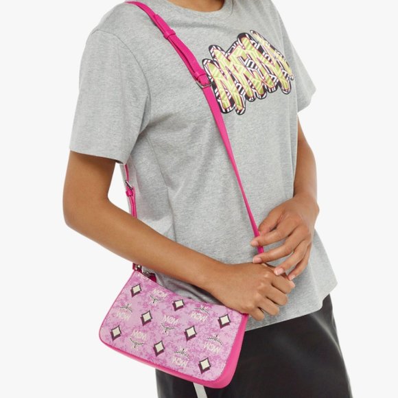 🚨 SALE 🚨 NEW!! MCM Pink Vintage Monogram Jacquard Aren Mini Shoulder Bag - Picture 14 of 14